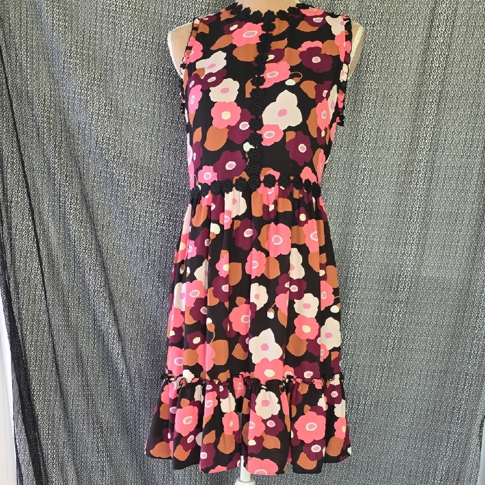 Floral Sleeveless Dress - Pink, White, Black